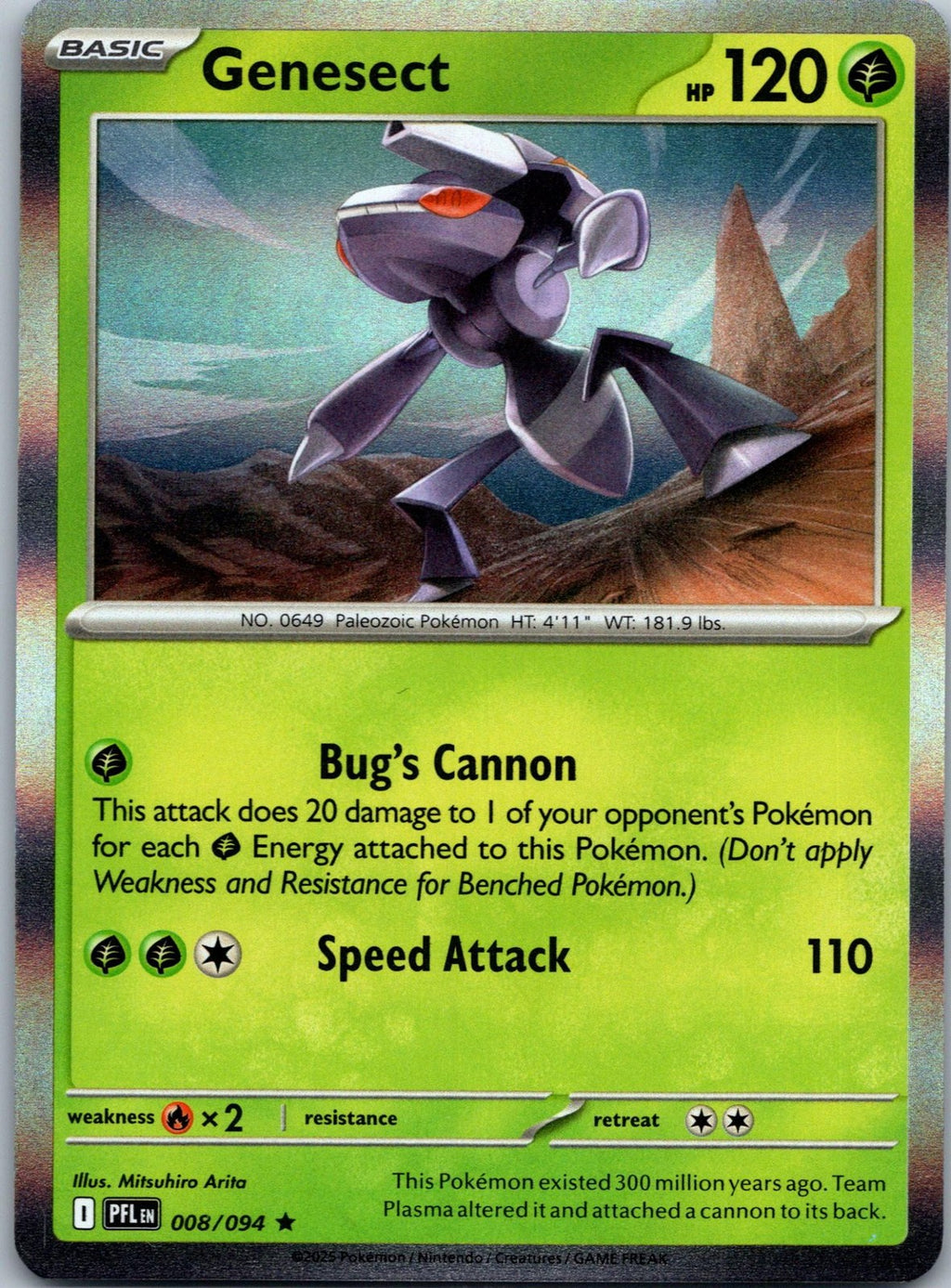 Genesect 008/094 Rare Phantasmal Flames Pokemon Near Mint