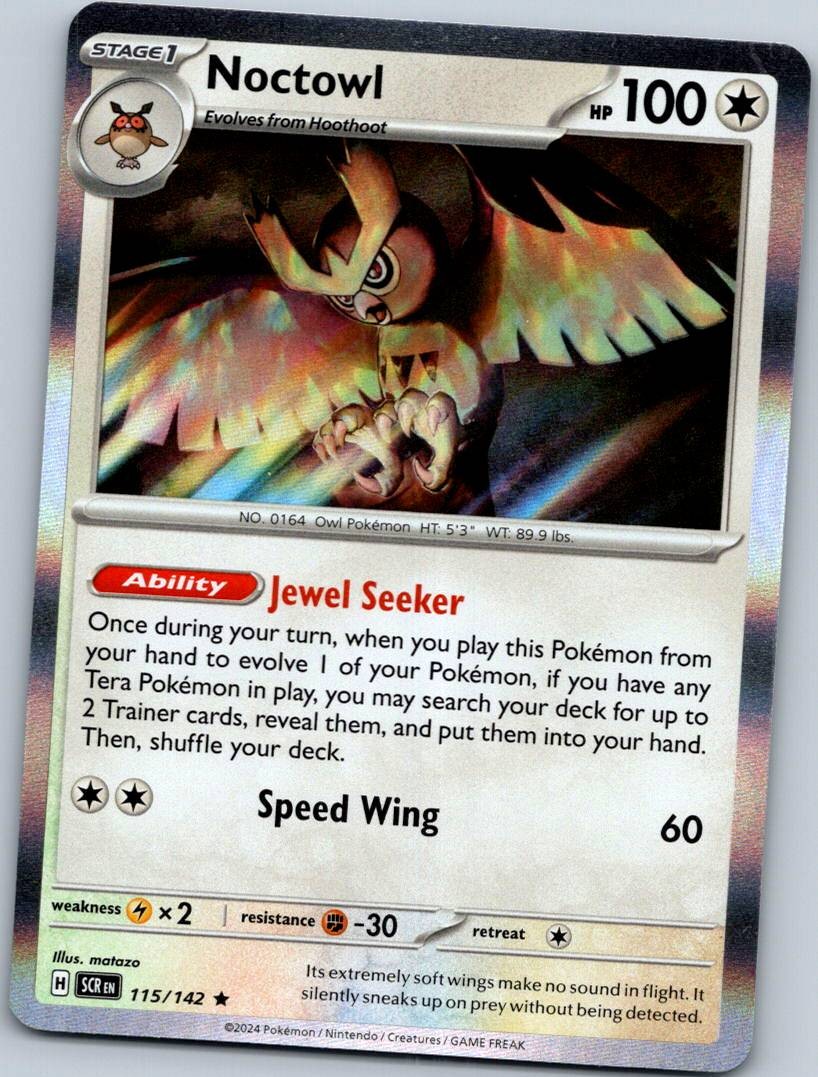 Noctowl 115/142 Rare Stellar Crown Pokemon Near Mint