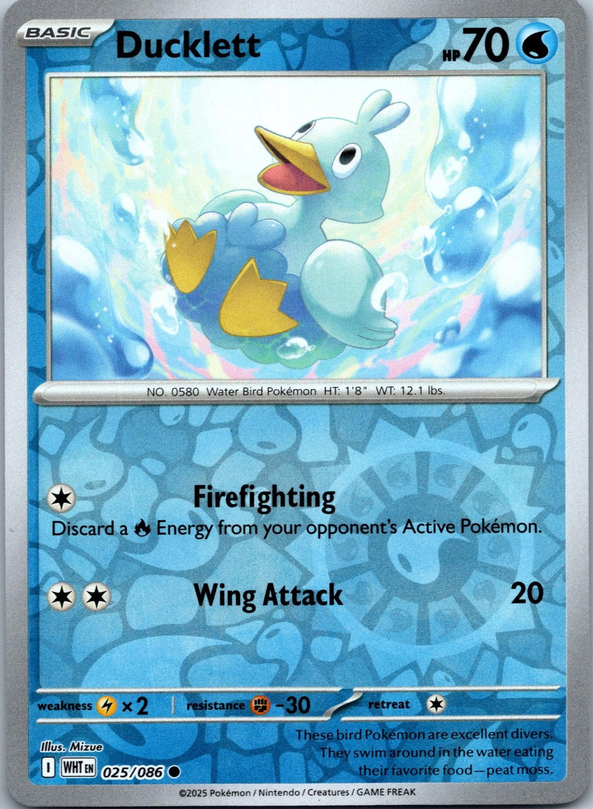 Ducklett 025/086 Common White Flare Pokemon Near Mint