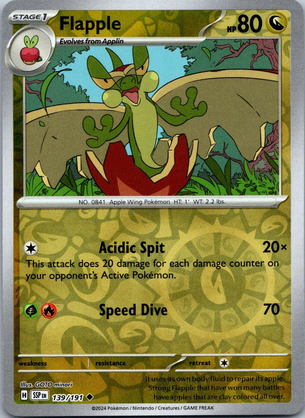 Flapple 139/191 Uncommon Surging Sparks Pokemon Near Mint