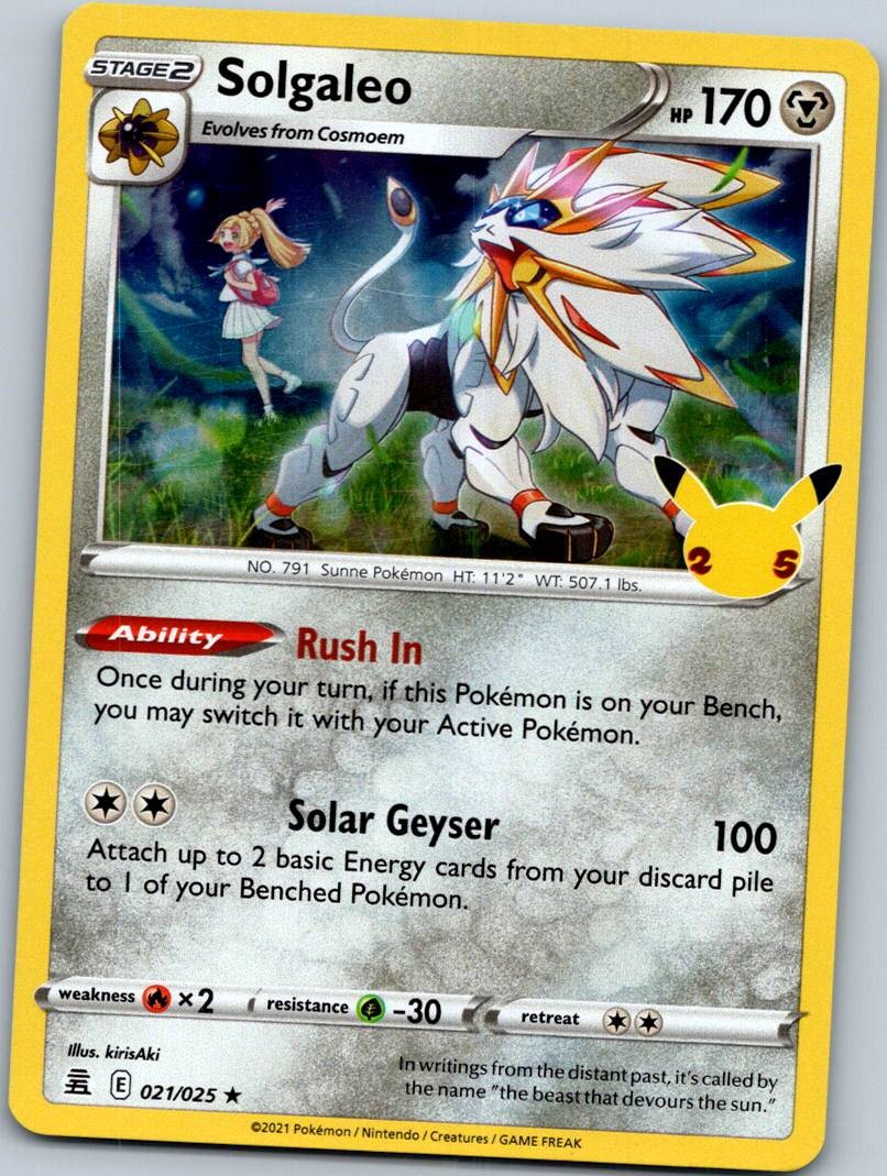 Solgaleo 021/025 Holo Rare Celebrations Pokemon Near Mint