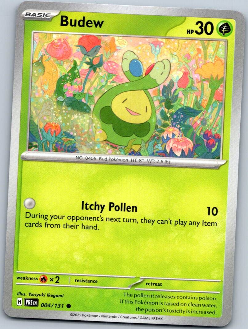 Budew 004/131 Common Prismatic Evolutions Pokemon Near Mint