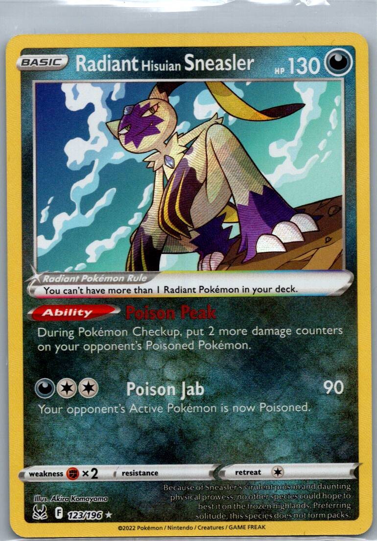 Radiant Hisuian Sneasler 123/196 Radiant Rare Lost Origin Pokemon Near Mint