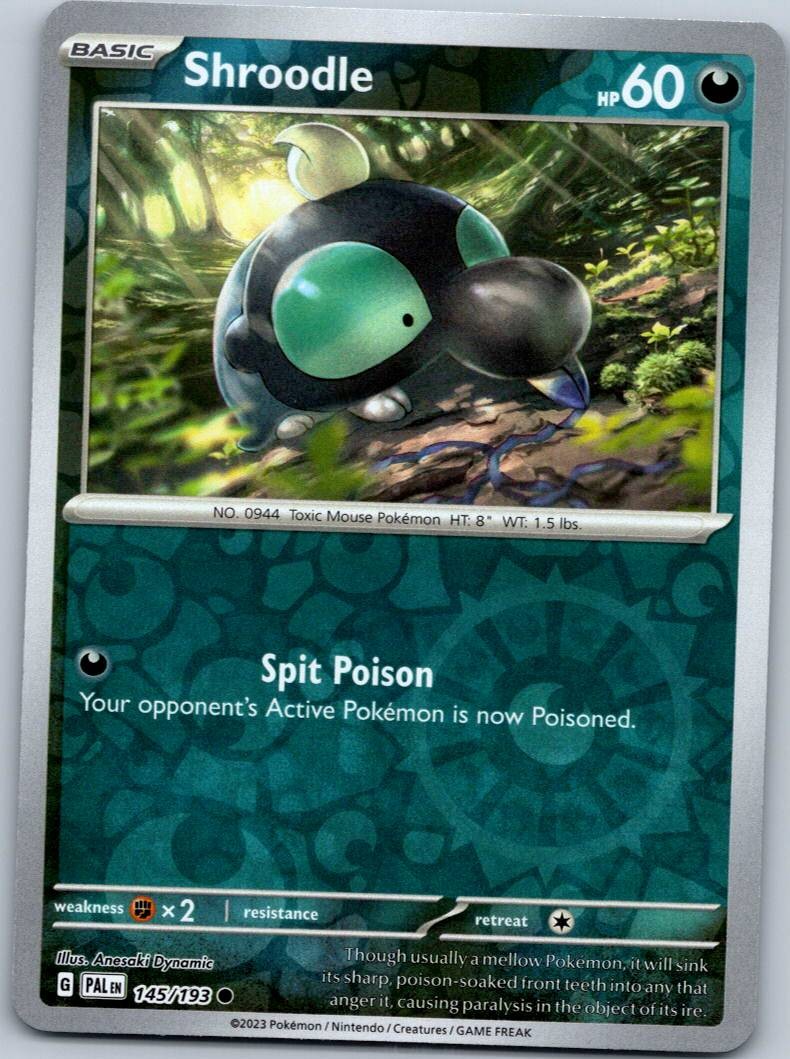 Shroodle 145/193 Common Paldea Evolved Pokemon Reverse Holo Near Mint
