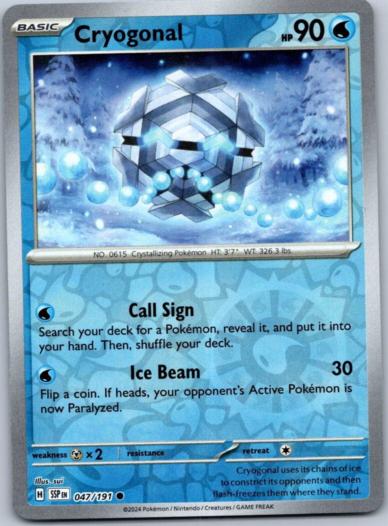 Cryogonal 047/191 Common Surging Sparks Pokemon Reverse Holo Near Mint