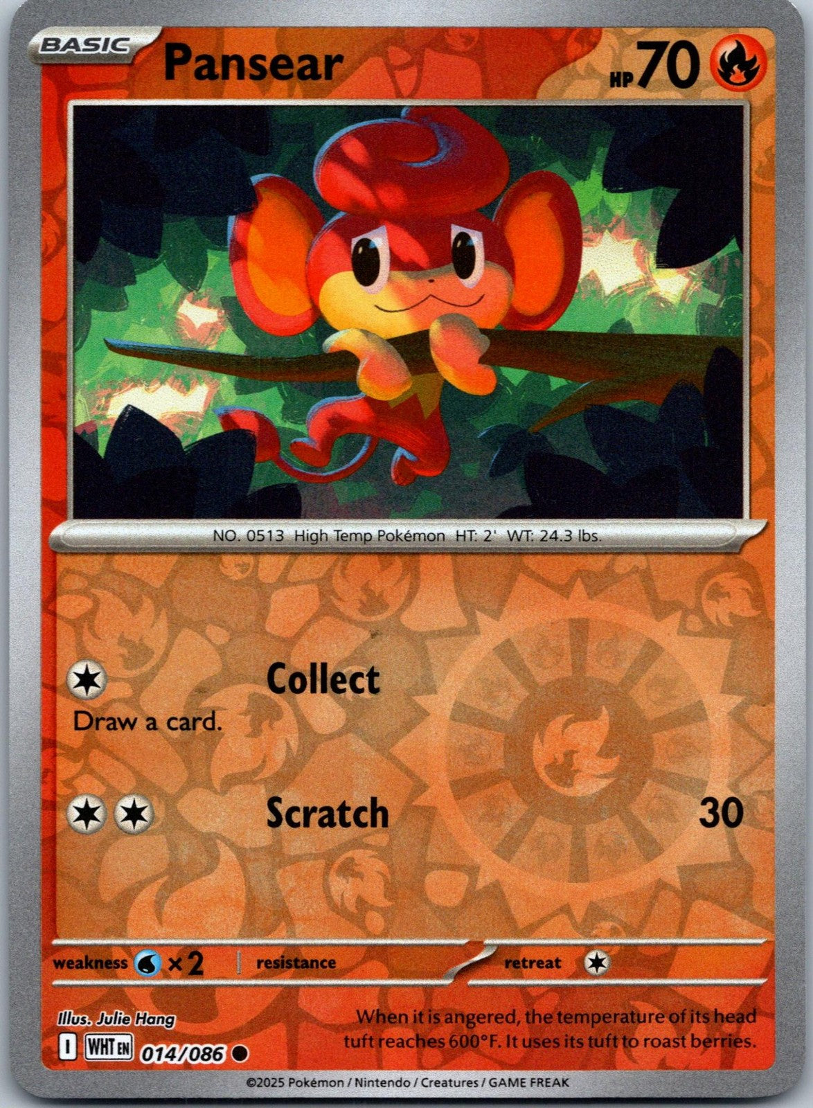 Pansear 014/086 Common White Flare Pokemon Near Mint