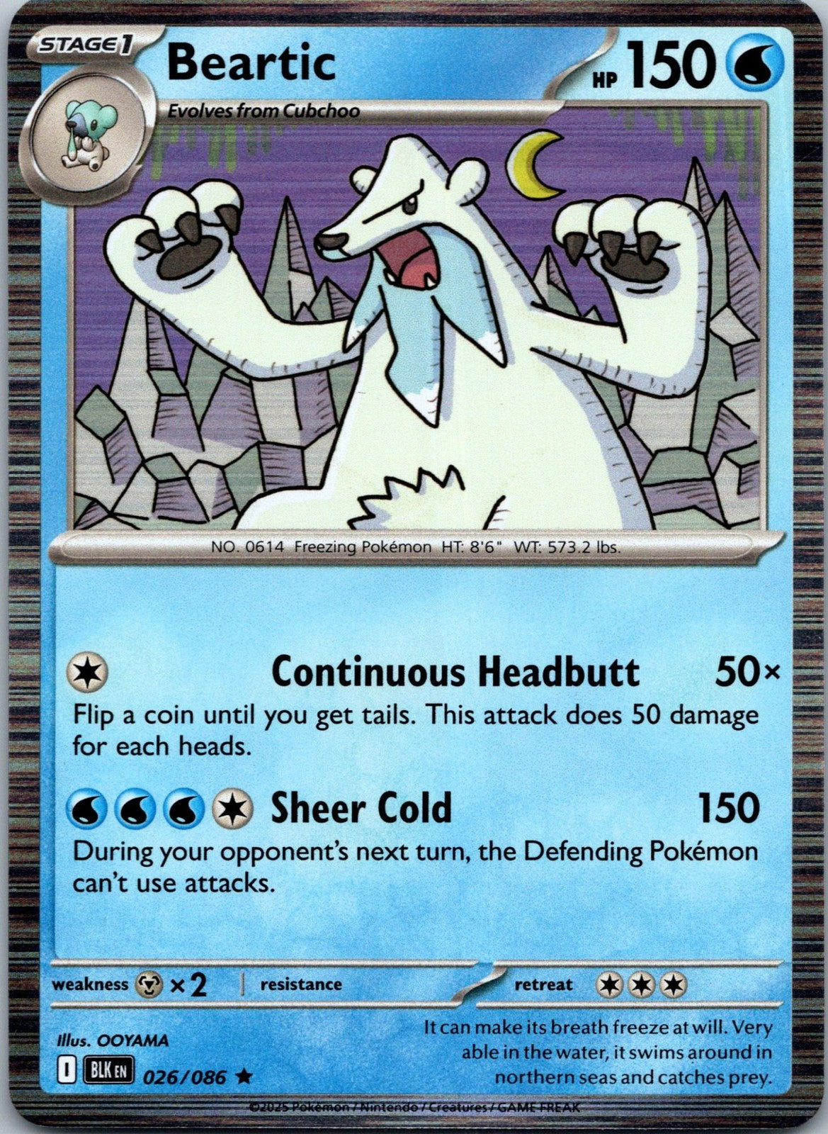 Beartic 026/086 Rare Black Bolt Pokemon Near Mint