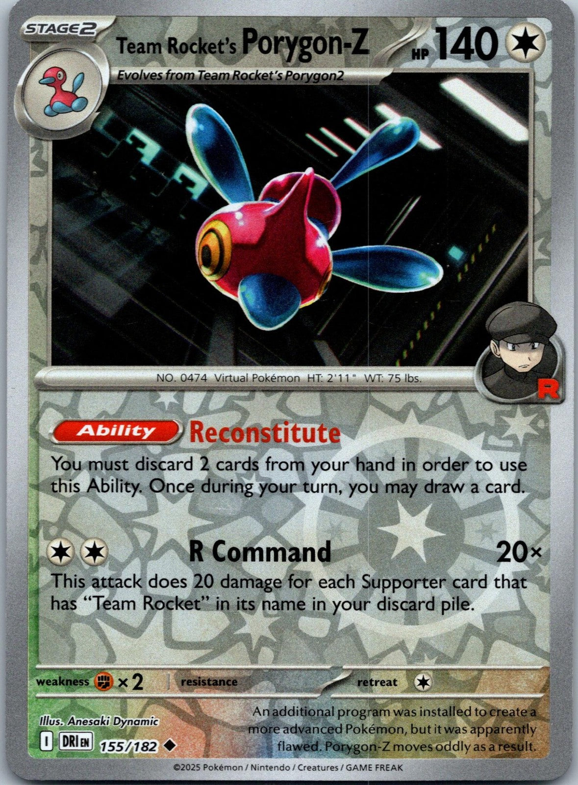 Team Rocket's Porygon-Z 155/182 Uncommon Destined Rivals Pokemon Near Mint