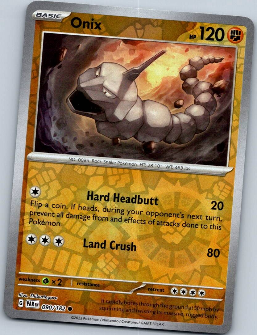 Onix 090/182 Common Paradox Rift Pokemon Reverse Holo Near Mint