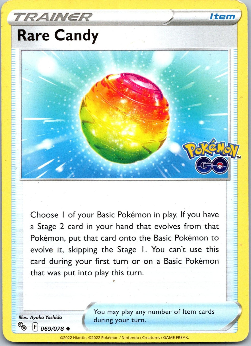 Rare Candy 069/078 Uncommon Pokemon GO Pokemon Near Mint