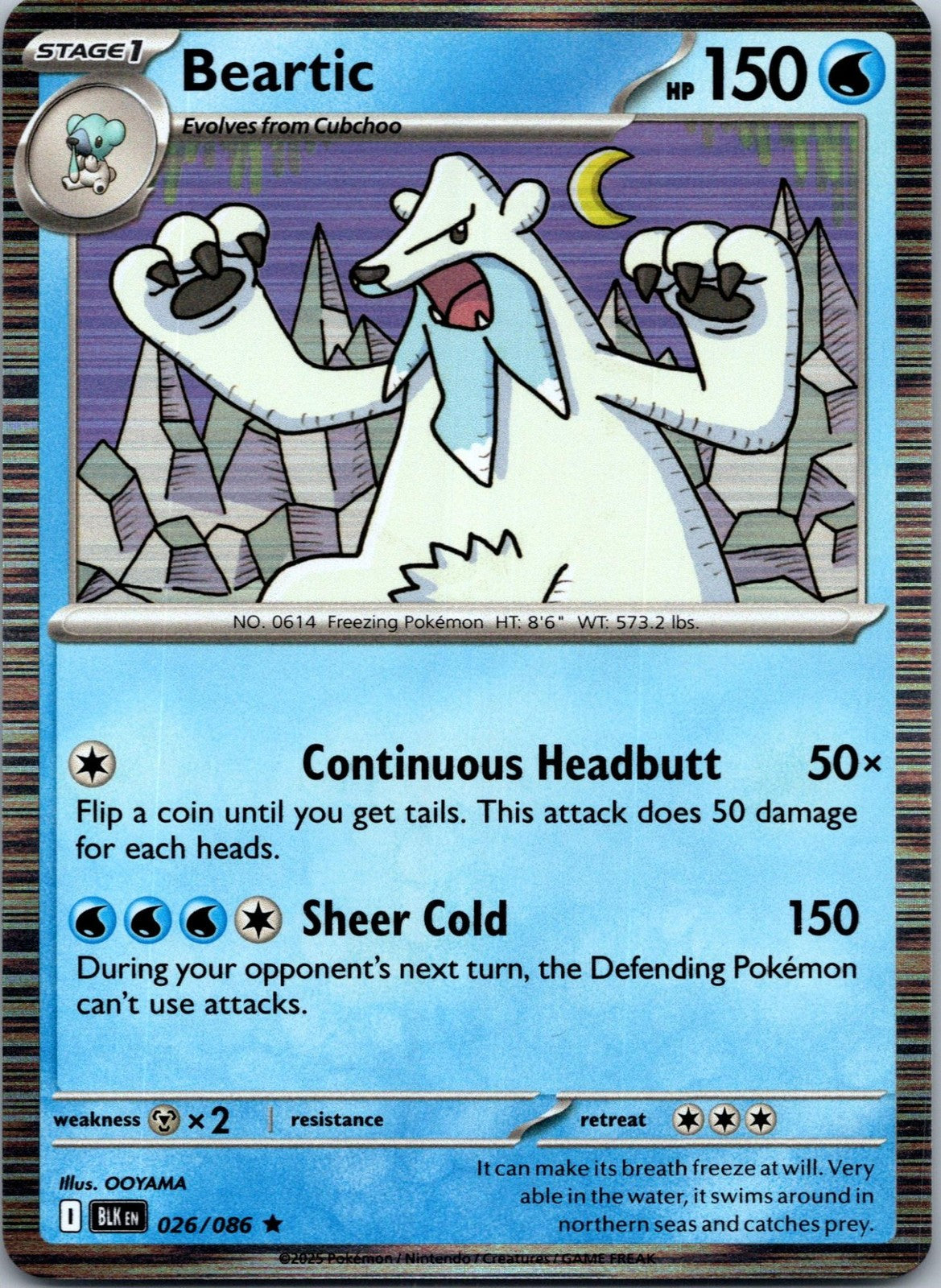 Beartic 026/086 Rare Black Bolt Pokemon Near Mint