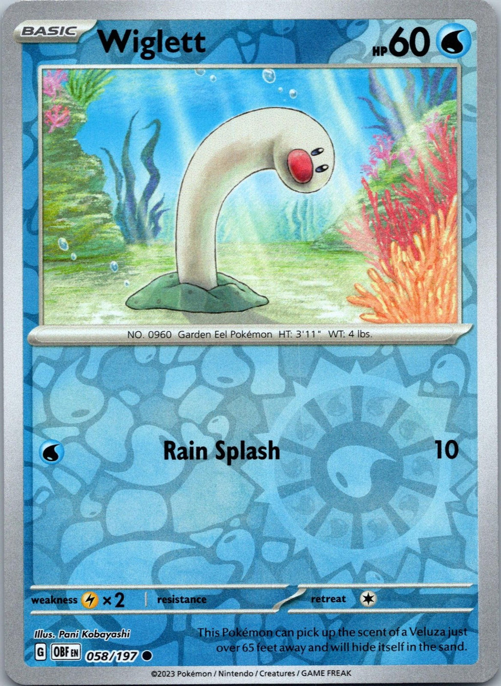 Wiglett 058/197 Common Obsidian Flames Pokemon Near Mint