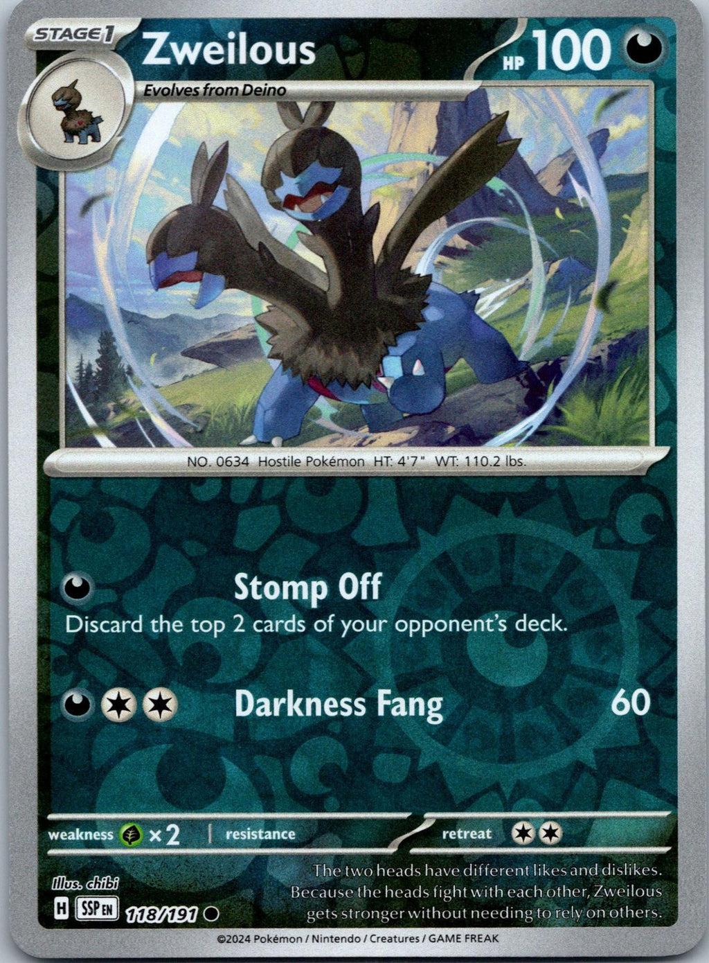 Zweilous 118/191 Common Surging Sparks Pokemon Near Mint