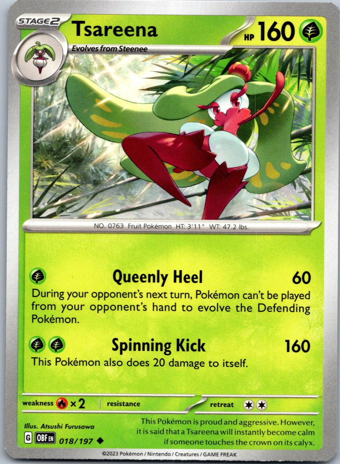 Tsareena 018/197 Uncommon Obsidian Flames Pokemon Near Mint