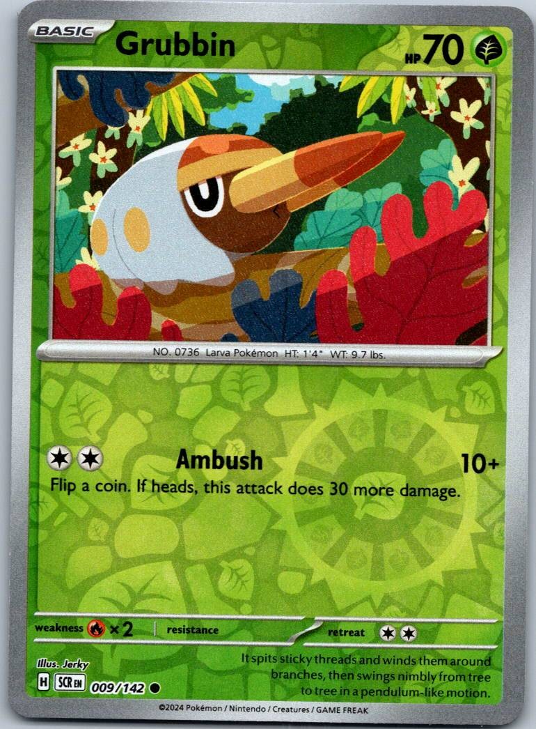 Grubbin 9/142 Common Stellar Crown Pokemon Reverse Holo Near Mint