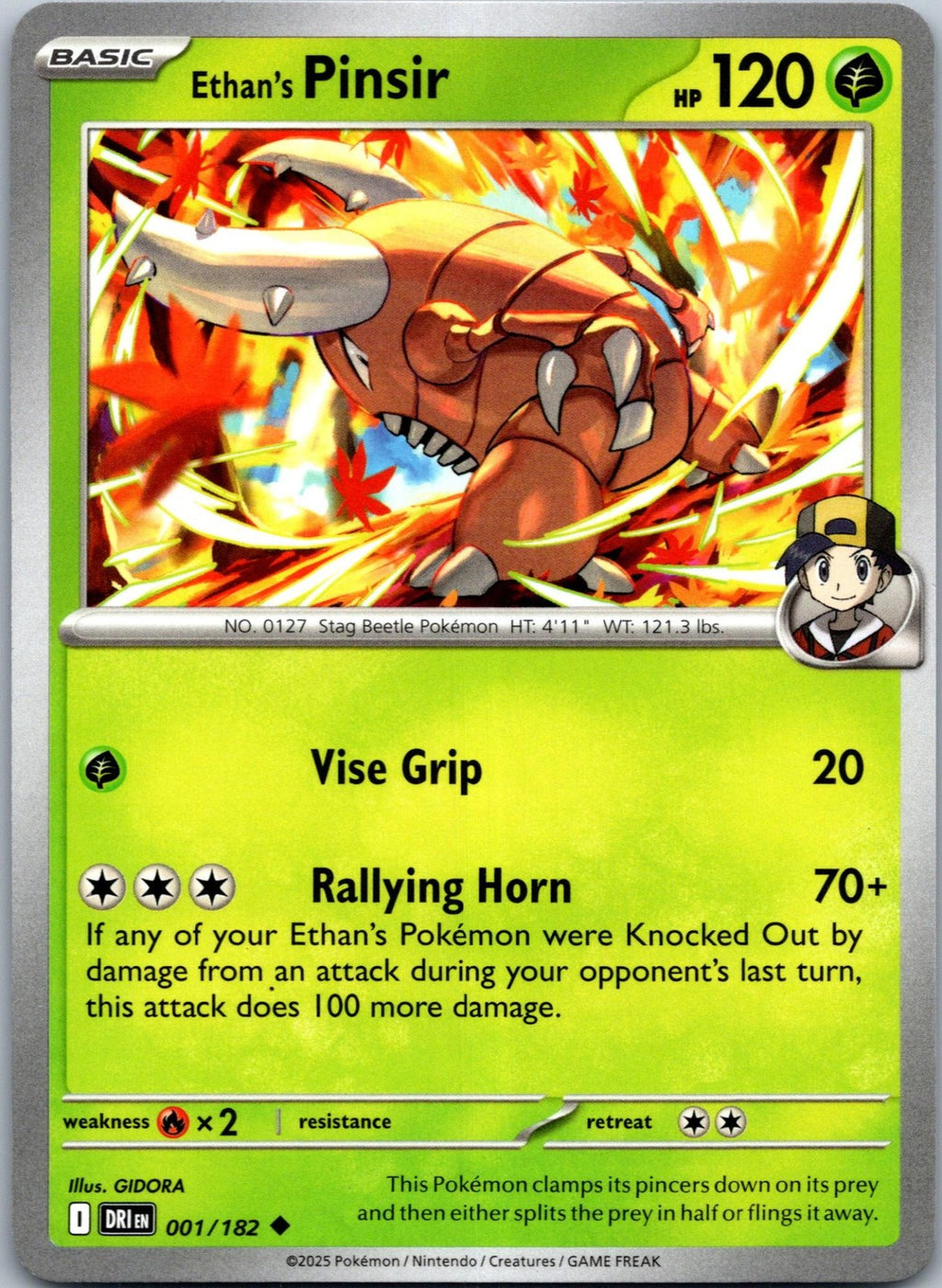 Ethan's Pinsir 001/182 Uncommon Destined Rivals Pokemon Near Mint