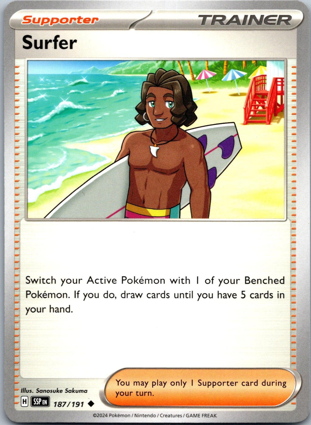 Surfer 187/191 Uncommon Surging Sparks Pokemon Near Mint