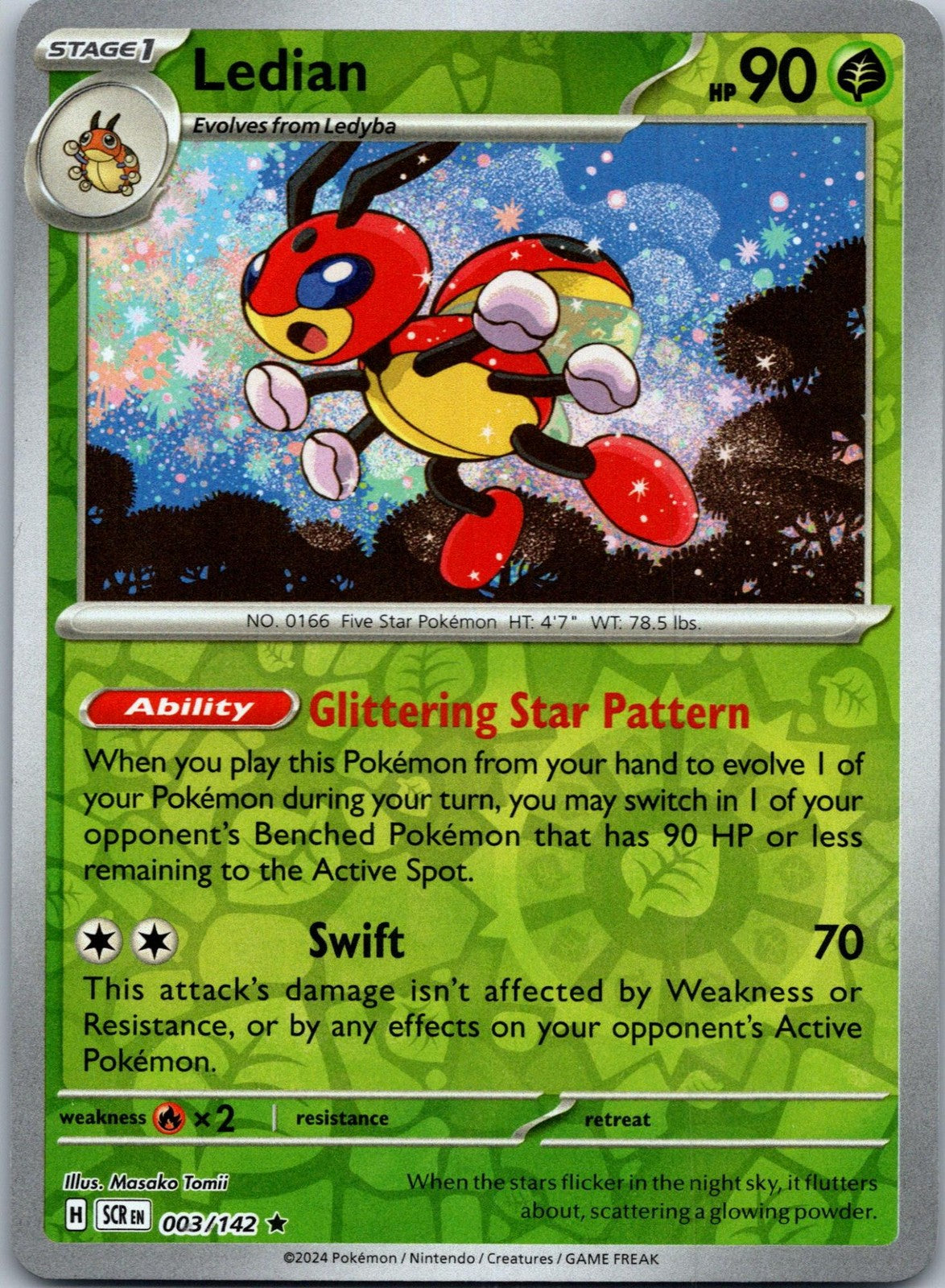 Ledian 3/142 Rare Stellar Crown Pokemon Near Mint