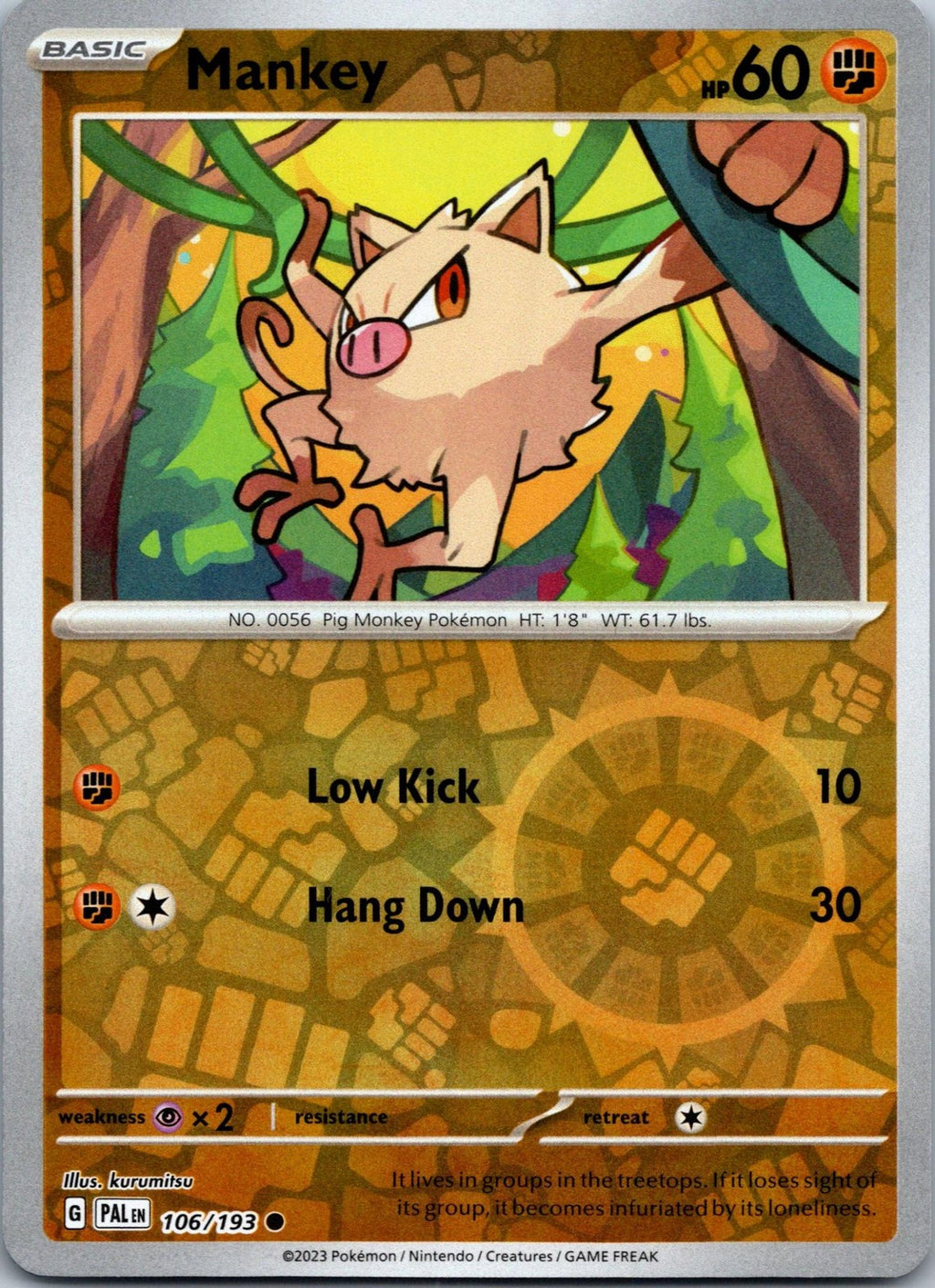 Mankey 106/193 Common Paldea Evolved Pokemon Near Mint