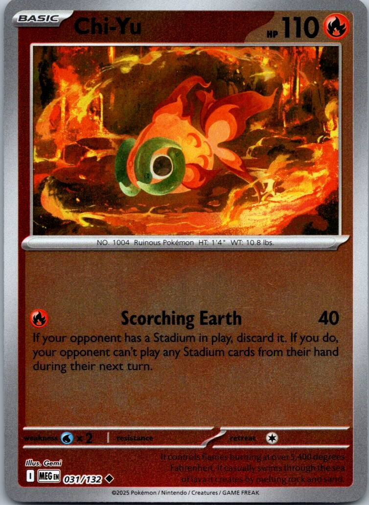 Chi-Yu 031/132 Uncommon Mega Evolution Pokemon Reverse Holo Near Mint