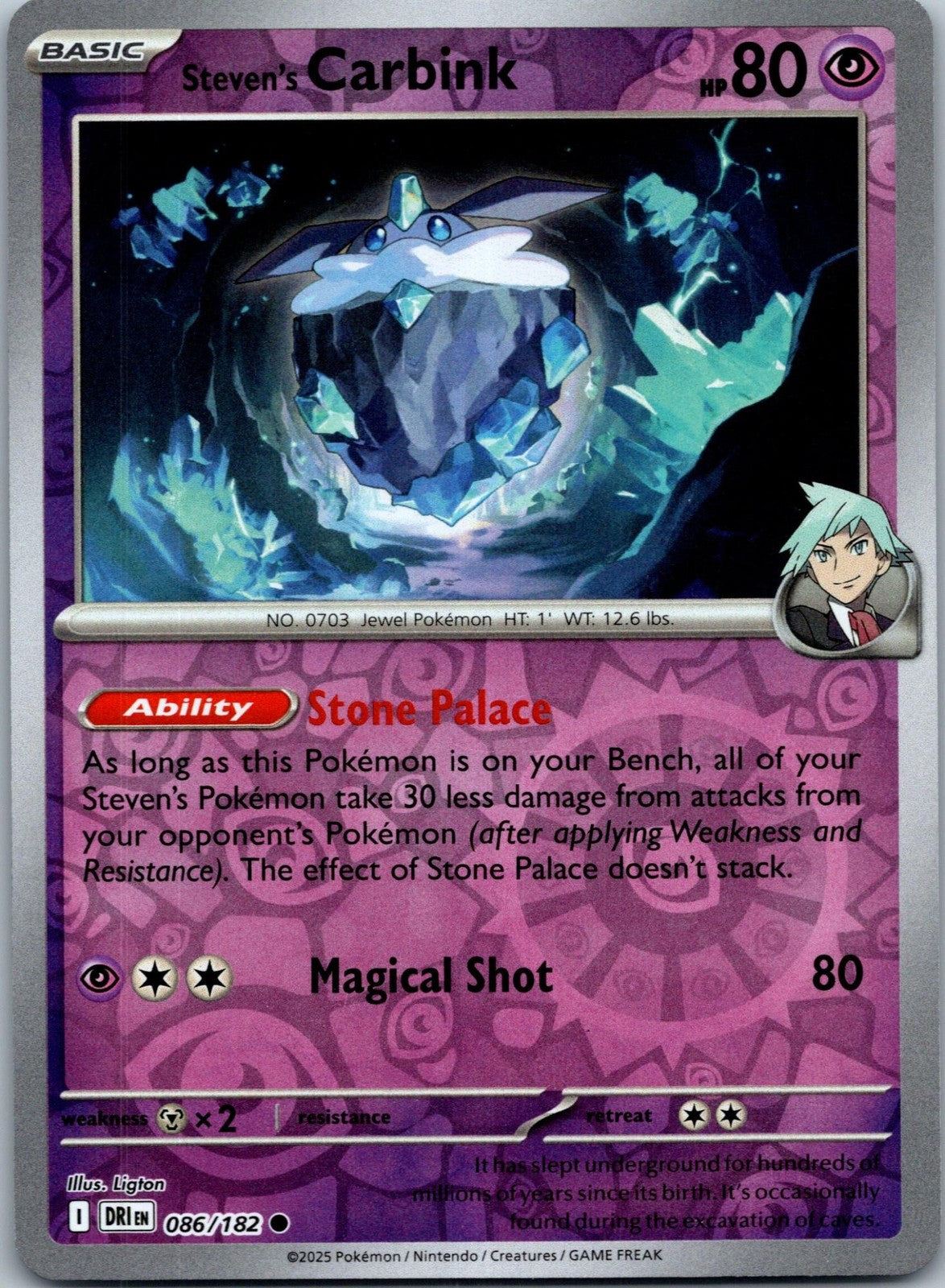 Steven's Carbink 086/182 Common Destined Rivals Pokemon Near Mint