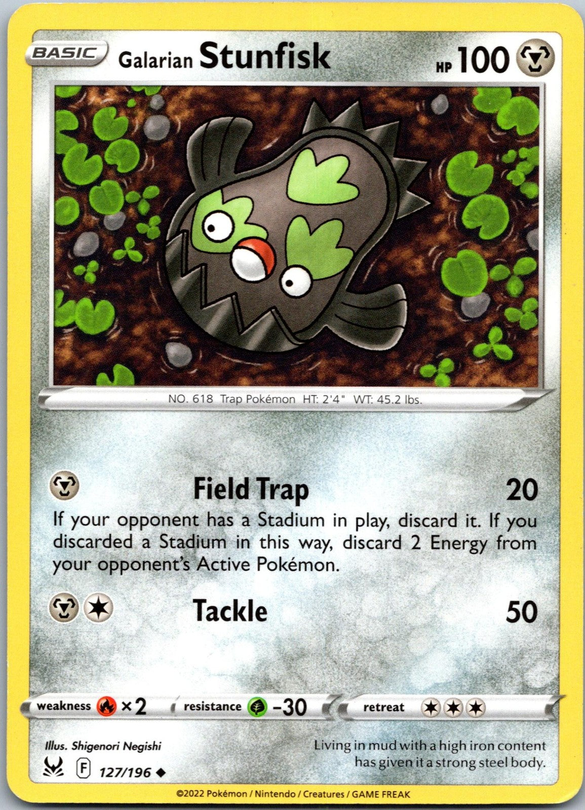 Galarian Stunfisk 127/196 Uncommon Lost Origin Pokemon Near Mint