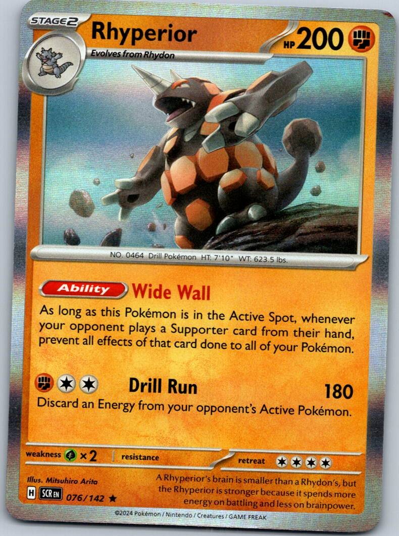 Rhyperior 76/142 Rare Stellar Crown Pokemon Near Mint