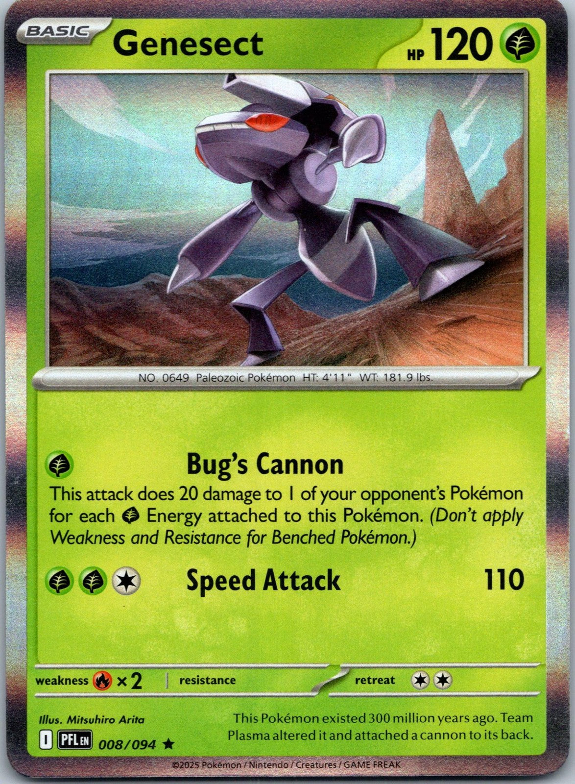 Genesect 008/094 Rare Phantasmal Flames Pokemon Near Mint