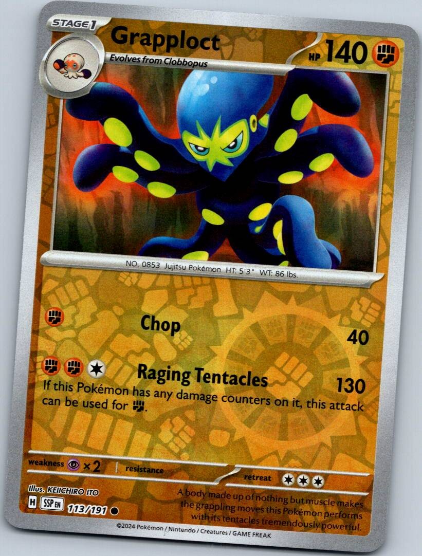 Grapploct 113/191 Common Surging Sparks Pokemon Reverse Holo Near Mint