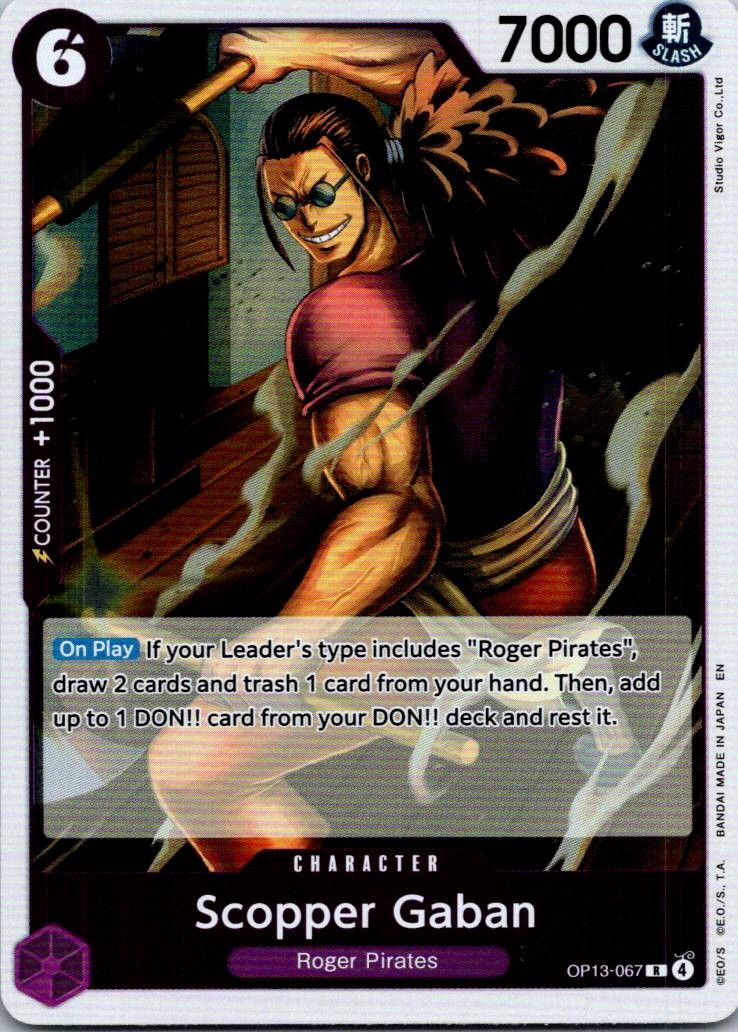 Scopper Gaban OP13-067 Rare Carrying On His Will One Piece Near Mint