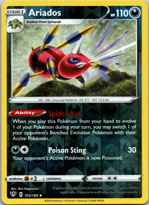 Ariados 103/189 Uncommon Darkness Ablaze Pokemon Near Mint