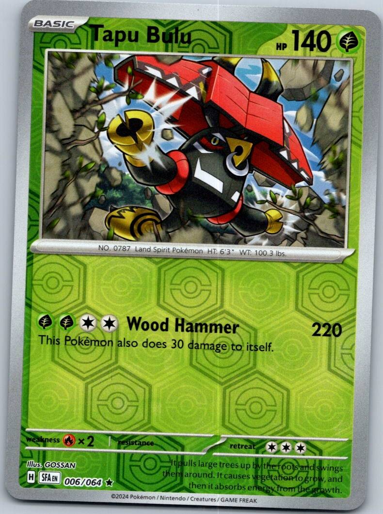 Tapu Bulu 006/064 Rare Shrouded Fable Pokemon Reverse Holo Near Mint