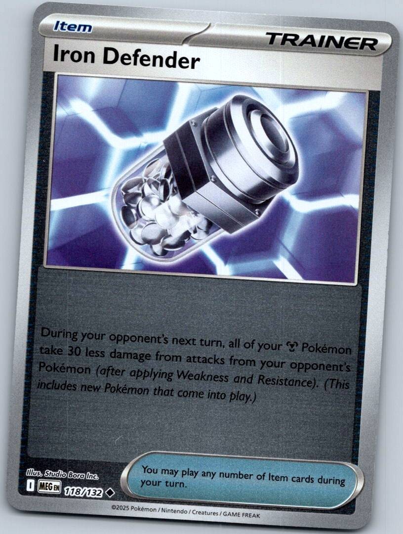 Iron Defender 118/132 Reverse Mega Evolution Pokemon Near Mint
