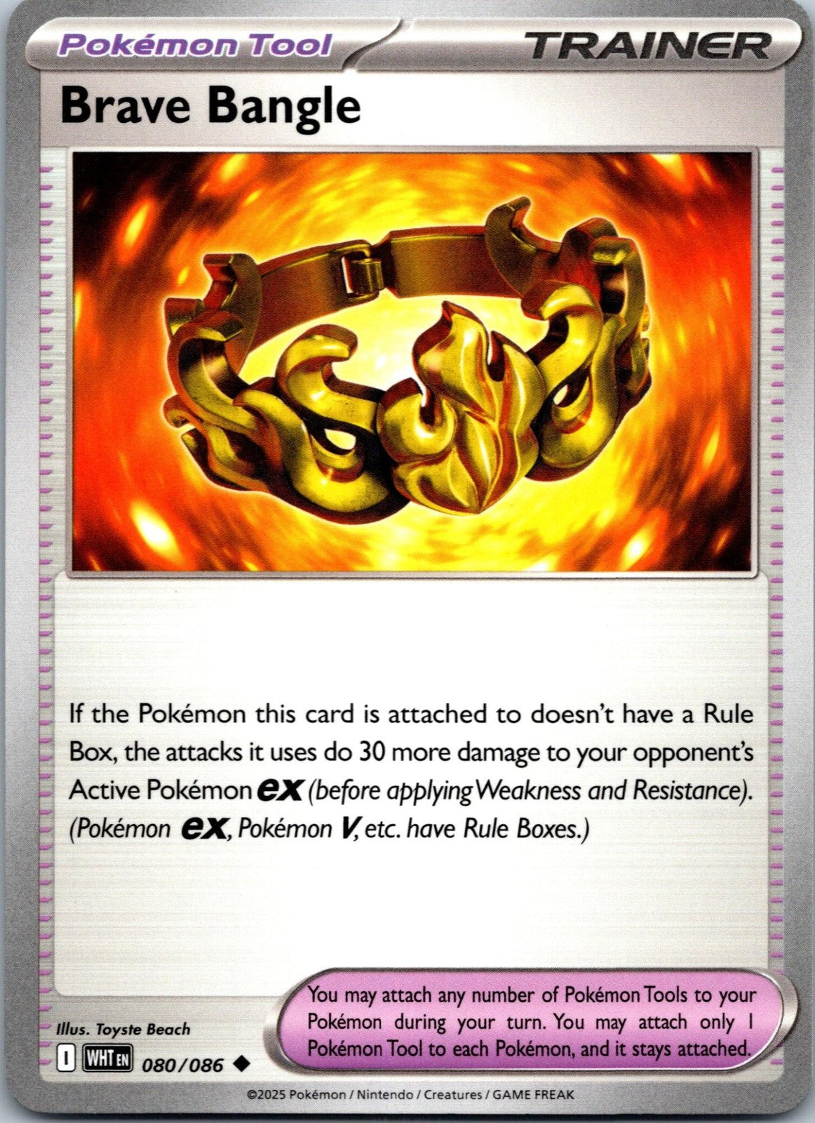 Brave Bangle 080/086 Uncommon White Flare Pokemon Near Mint