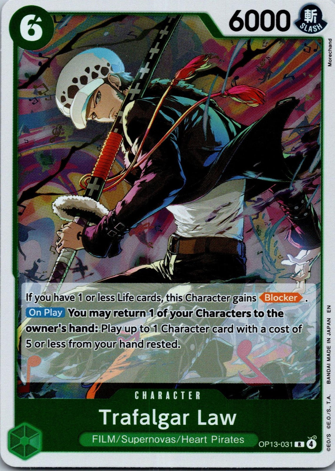 Trafalgar Law OP13-031 Rare Carrying On His Will One Piece Near Mint