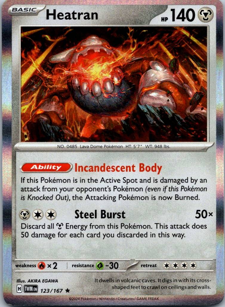 Heatran 123/167 Rare Twilight Masquerade Pokemon Near Mint