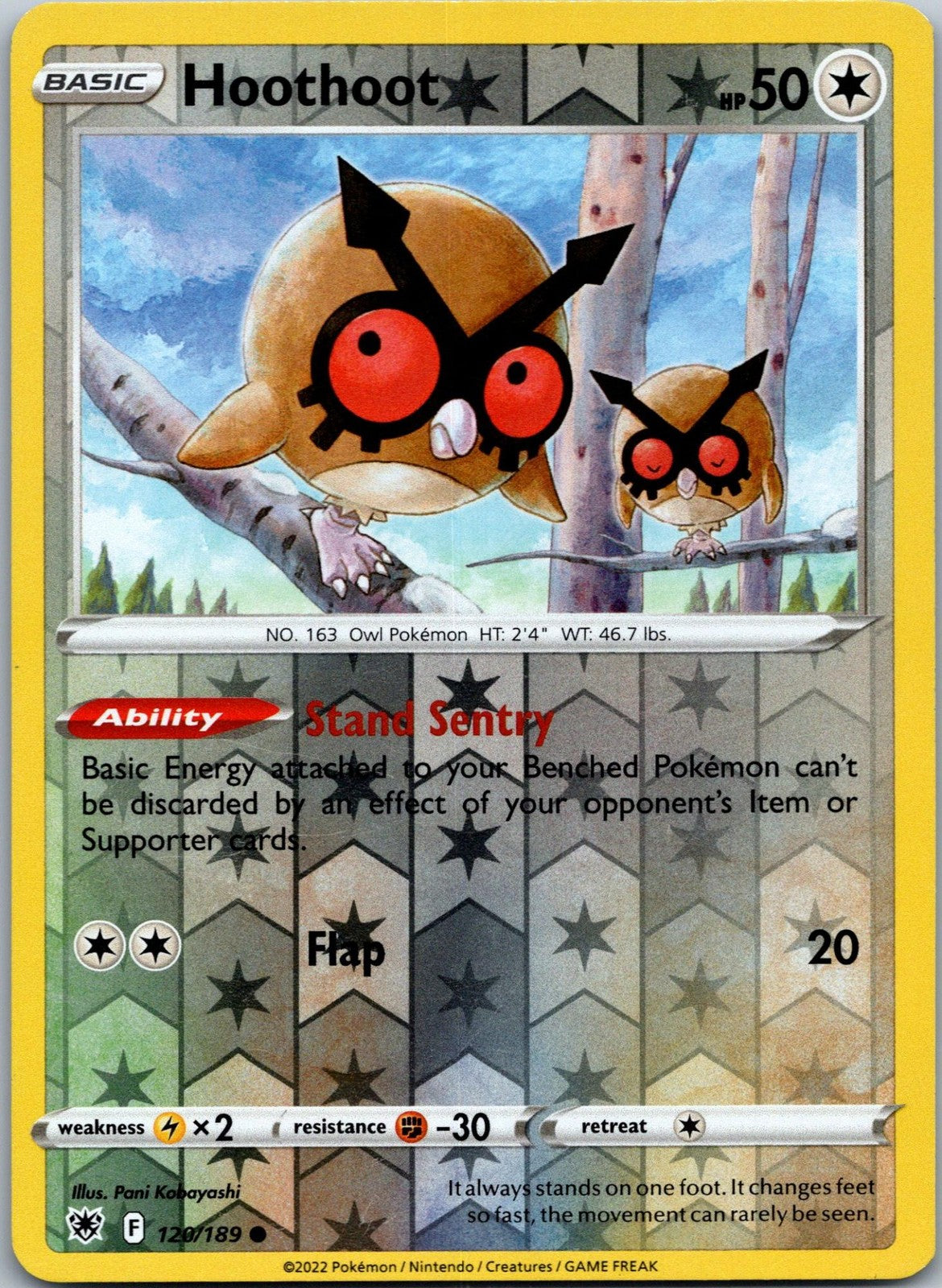 Hoothoot 120/189 Common Astral Radiance Pokemon Near Mint