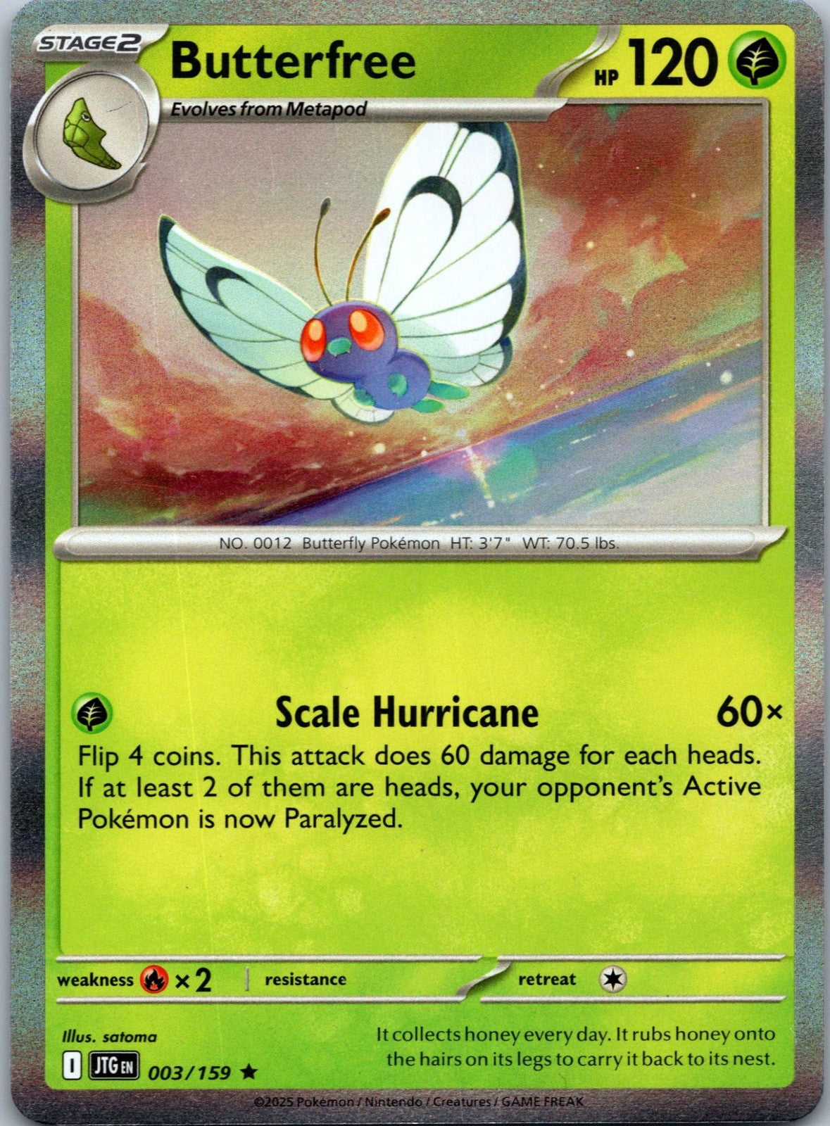 Butterfree 003/159 Rare Journey Together Pokemon Near Mint