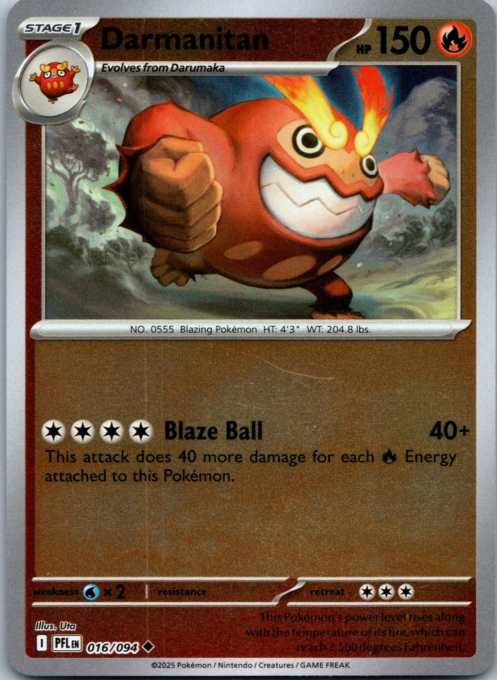 Darmanitan 016/094 Uncommon Phantasmal Flames Pokemon Near Mint