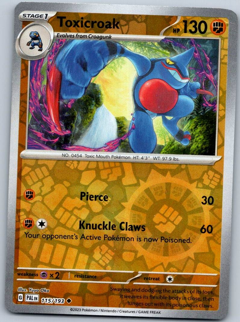 Toxicroak 115/193 Uncommon Paldea Evolved Pokemon Reverse Holo Near Mint