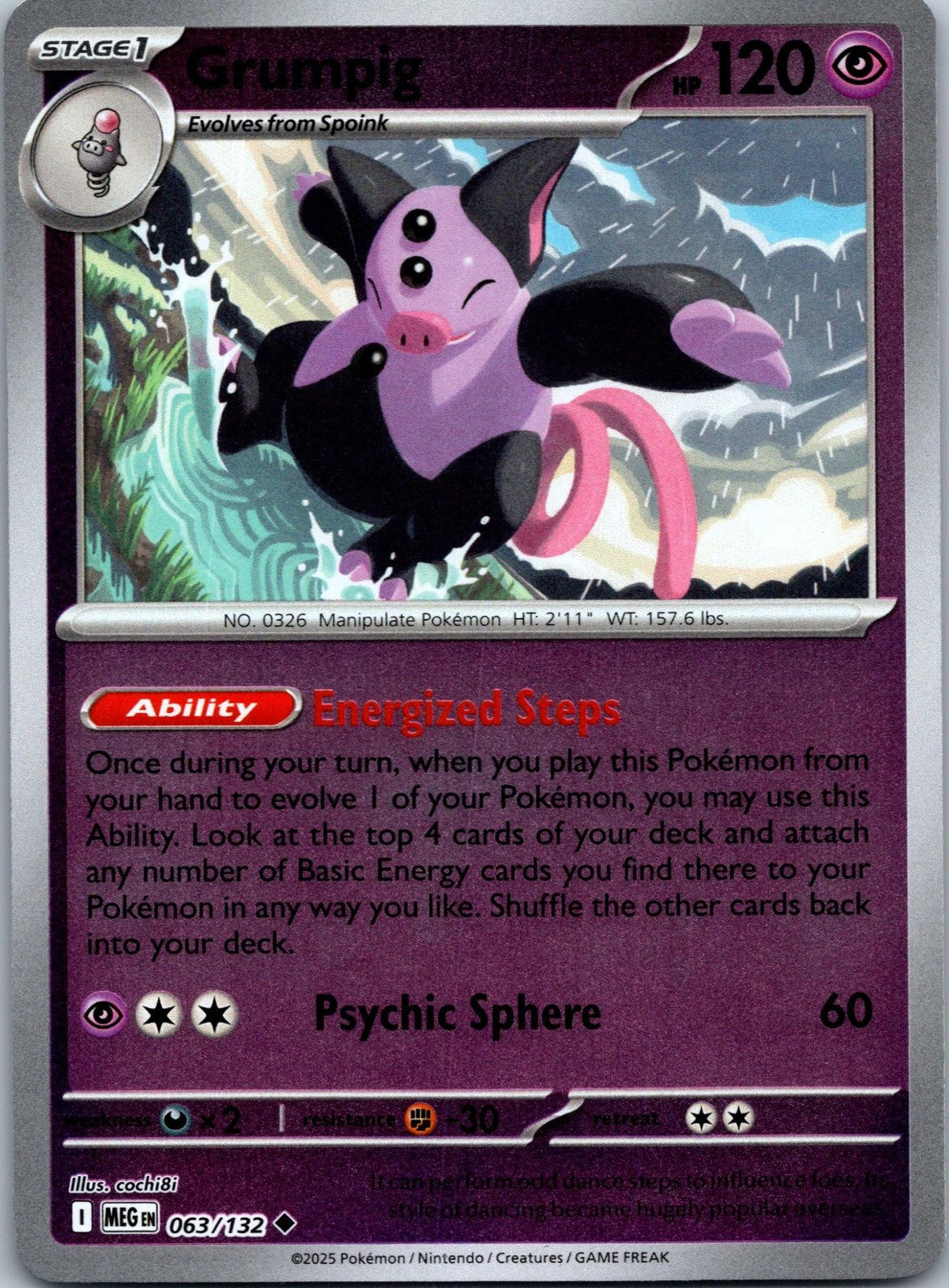 Grumpig 063/132 Uncommon Mega Evolution Pokemon Near Mint