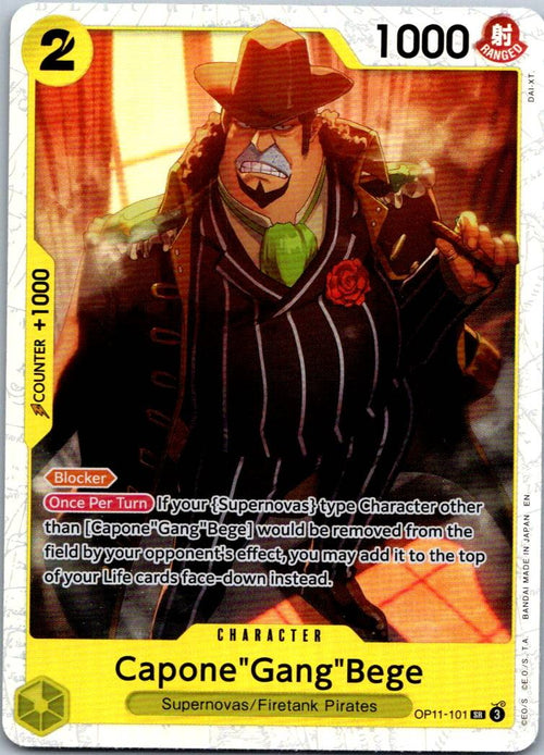 Capone"Gang"Bege (101) OP11-101 Super Rare A Fist of Divine Speed One Piece NM
