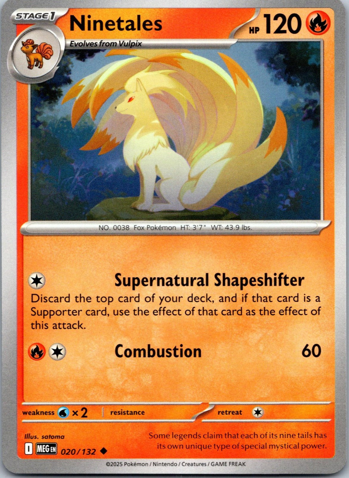 Ninetales 020/132 Uncommon Mega Evolution Pokemon Near Mint