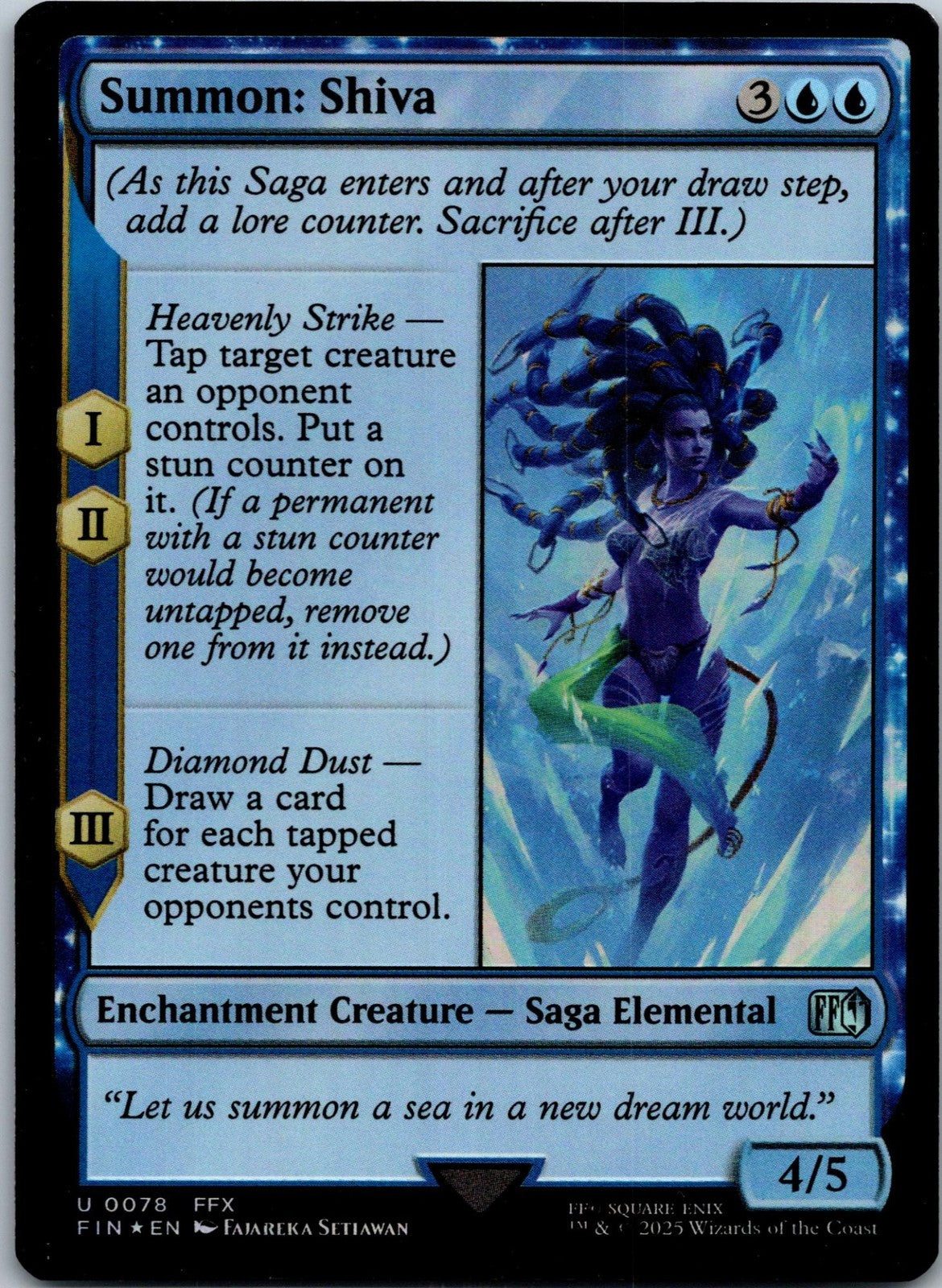 Summon: Shiva 78 Uncommon Final Fantasy Magic: The Gathering Near Mint | HOKO