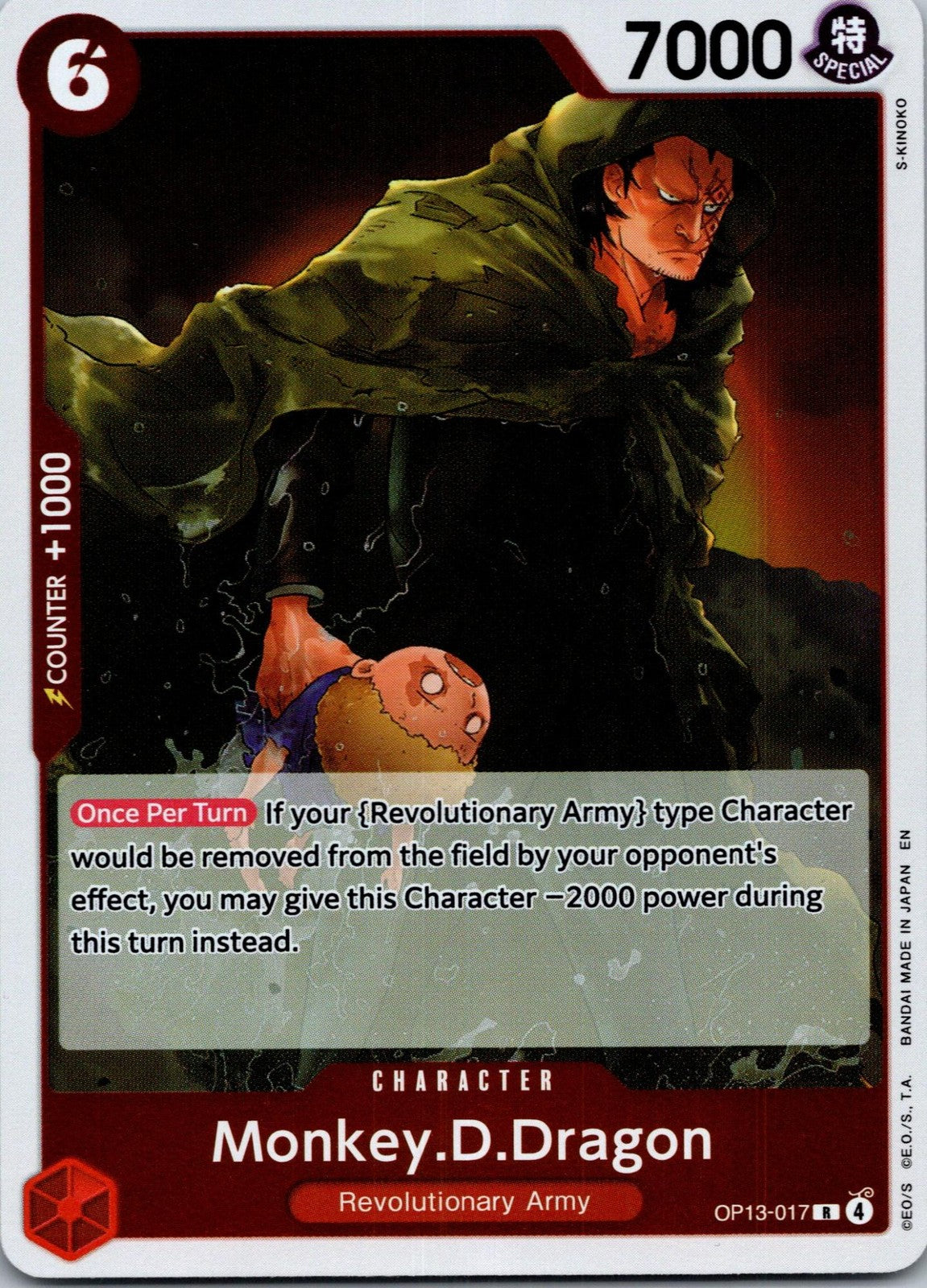 Monkey.D.Dragon OP13-017 Rare Carrying On His Will One Piece Foil Near Mint
