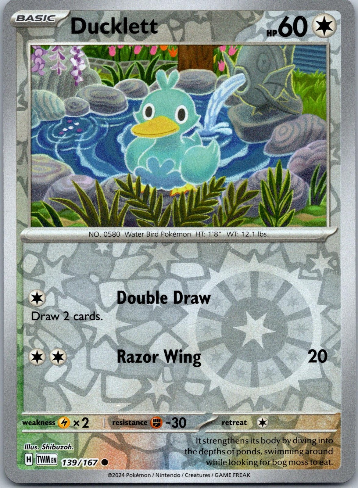 Ducklett 139/167 Common Twilight Masquerade Pokemon Near Mint