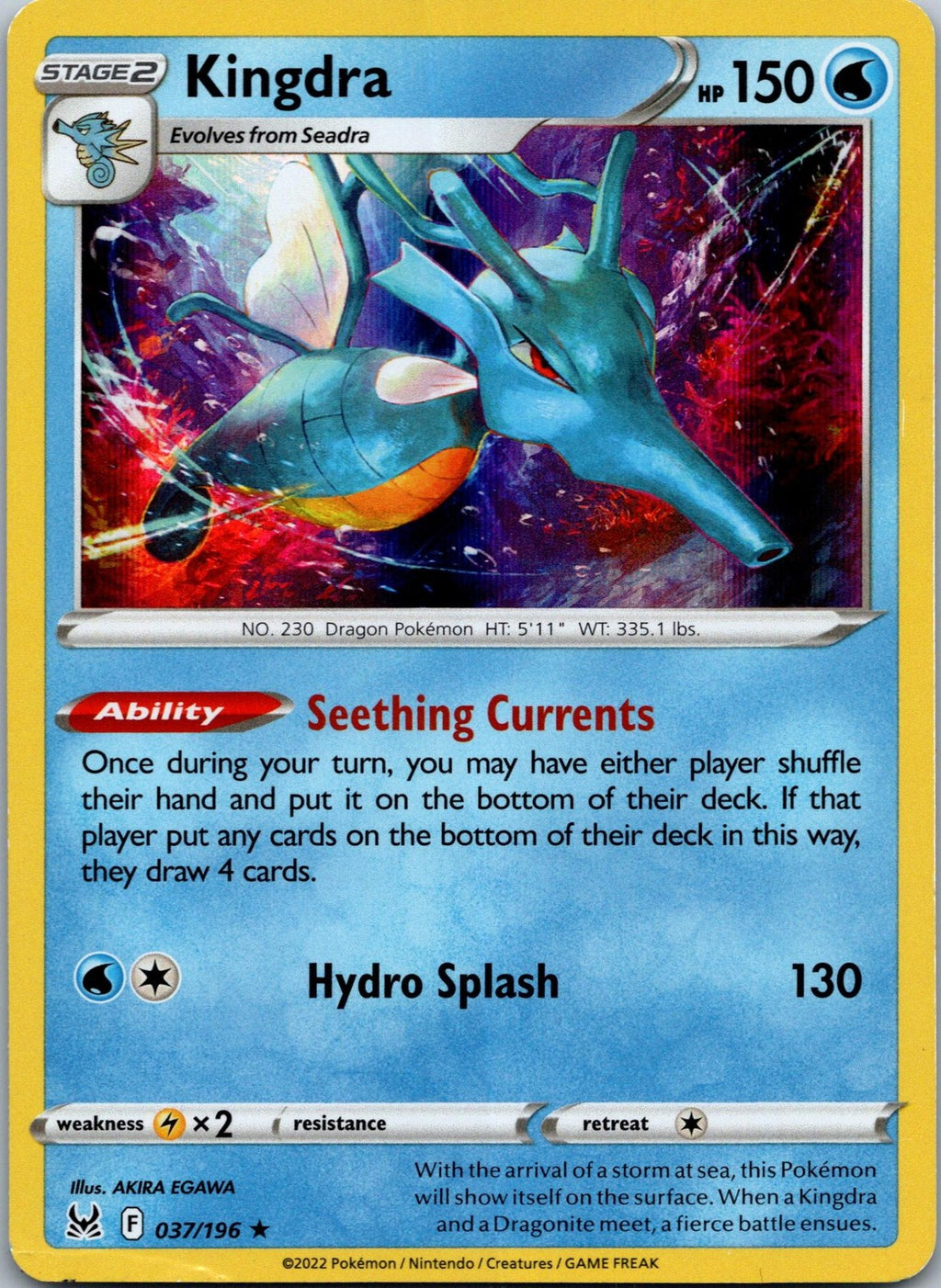 Kingdra 037/196 Holo Rare Lost Origin Pokemon Near Mint