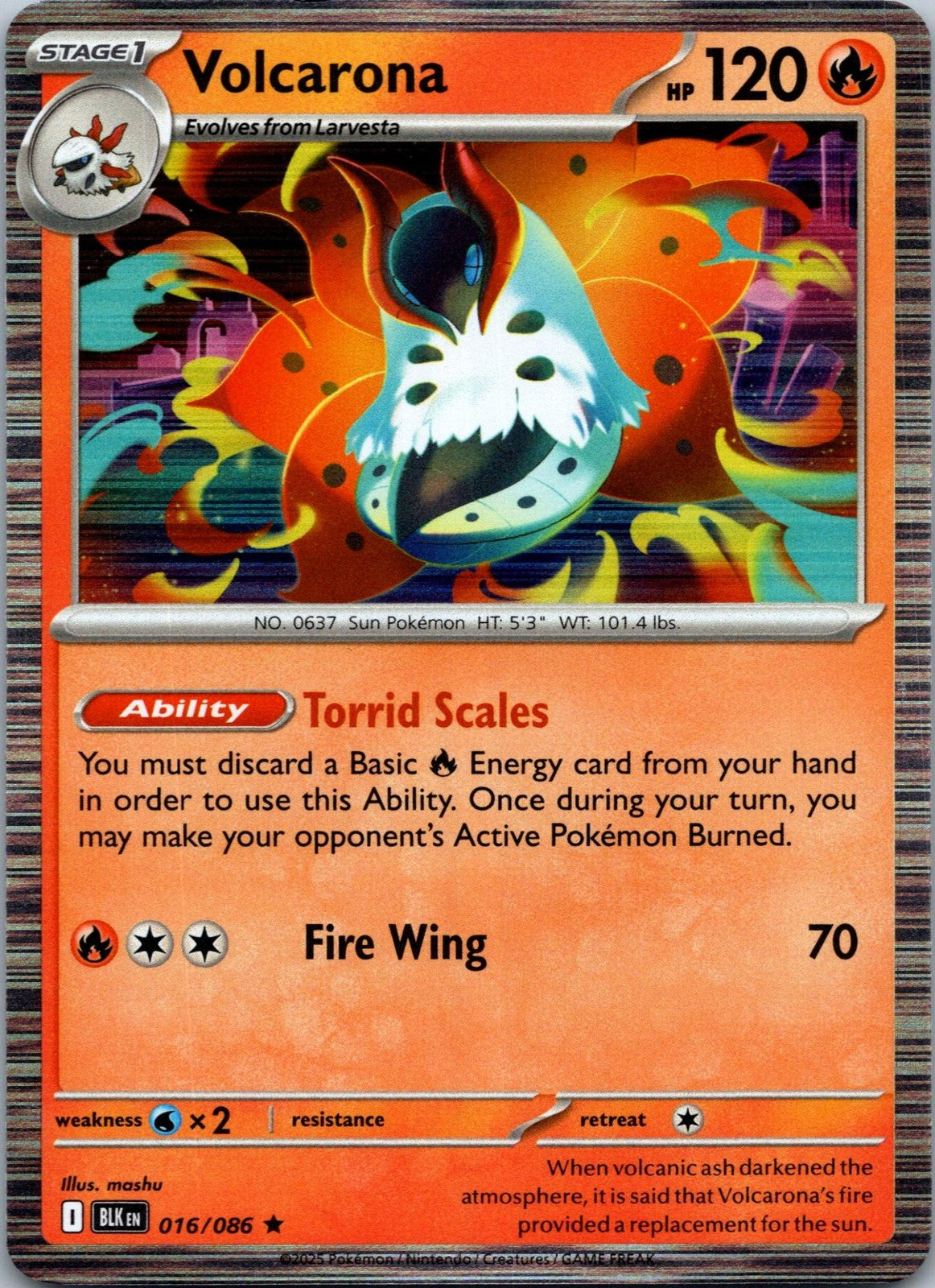 Volcarona 016/086 Rare Black Bolt Pokemon Near Mint