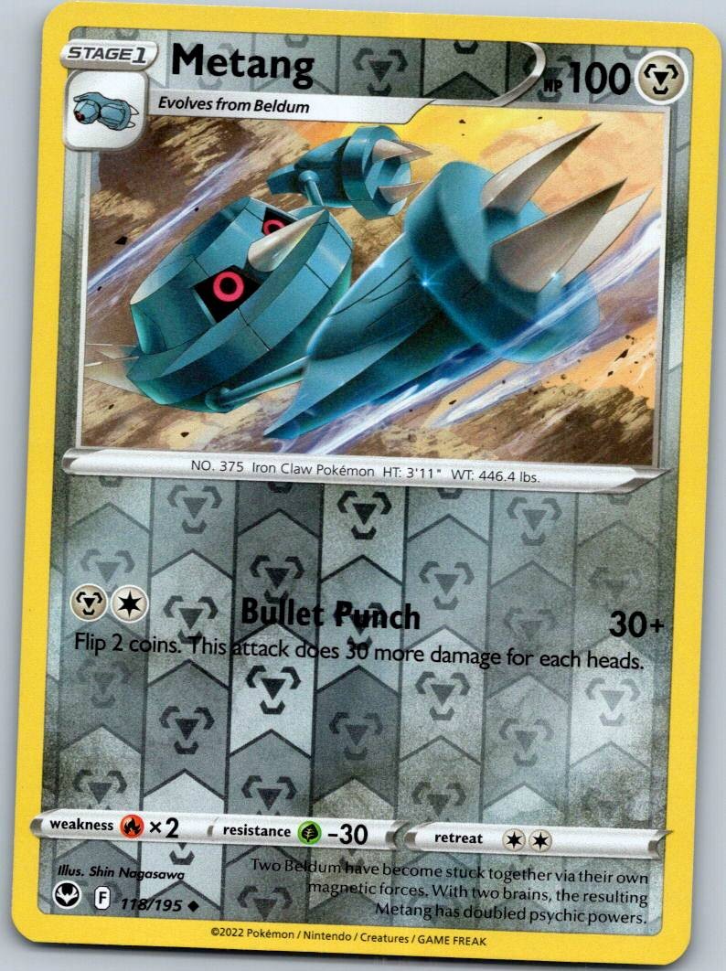 Metang 118/195 Uncommon Silver Tempest Pokemon Reverse Holo Near Mint