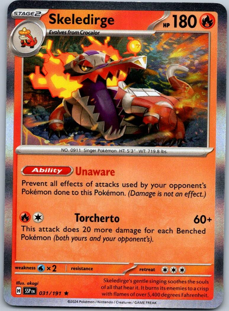 Skeledirge 031/191 Rare Surging Sparks Pokemon Near Mint